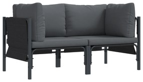 vidaXL Εξωτερικά Έπιπλα με μαξιλάρι με μαξιλάρι 2 pcs Ανθρακί Ατσάλι