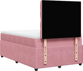 vidaXL Κρεβάτι Boxspring με Στρώμα Ροζ 120x190 εκ. Βελούδινο