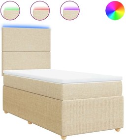 vidaXL Κρεβάτι Boxspring με Στρώμα Κρεμ 90x190 εκ.Υφασμάτινο
