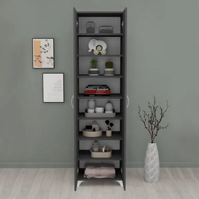 Ντουλάπα - Παπουτσοθήκη Lilly Megapap χρώμα ανθρακί 49x32x178εκ.
