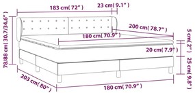 vidaXL Κρεβάτι Boxspring με Στρώμα Γκρι 180x200 εκ. Συνθετικό Δέρμα