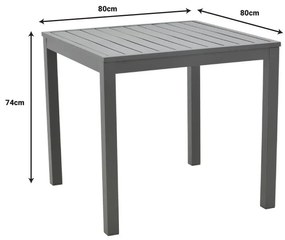 Τραπεζαρία Kliton-Mabu σετ 3τεμ αλουμίνιο σε ανθρακί απόχρωση 80x80x74εκ 80x80x74 εκ.