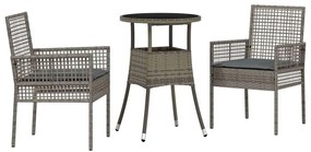 vidaXL Σέτ φαγητού για κήπο 3 pcs Γκρι Πολυ ράταν