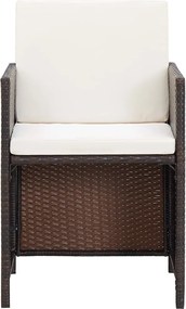 vidaXL Σετ Τραπεζαρίας Εξ. Χώρου 5 τεμ. Καφέ Συνθ. Ρατάν με Μαξιλάρια