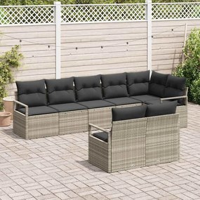 vidaXL Σετ Καναπέ 8 pcs Ανοιχτό γκρι συνθετικό ρατάν