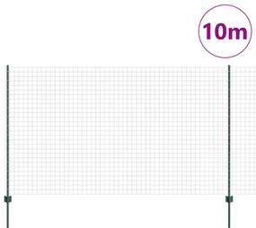 vidaXL Ευρωπαϊκό Φράγμα με 5 U Posts Πράσινο 1.4x10 μ Ατσάλι