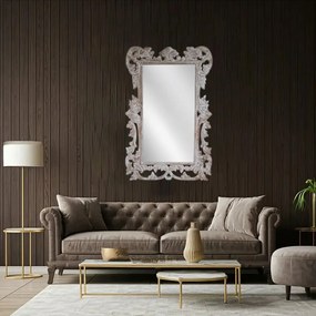 Artekko Mirroki Ξύλινος Λευκός Πατίνα Σκαλιστός Καθρέπτης Τοίχου (150x100)cm - 667-4029 - 667-4029