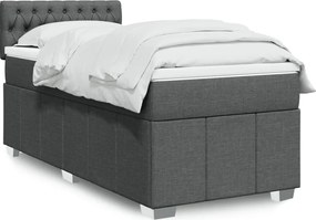 vidaXL Κρεβάτι Boxspring με Στρώμα Σκούρο Γκρι 100x200 εκ. Υφασμάτινο