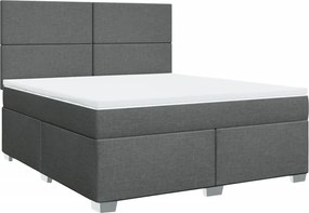 vidaXL Κρεβάτι Boxspring με Στρώμα Σκούρο Γκρι 180x200 εκ Υφασμάτιν