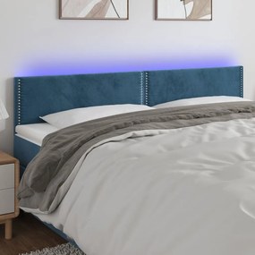 Κεφαλάρι Κρεβατιού LED Σκούρο Μπλε 180x5x78/88 εκ. Βελούδινο 3121536