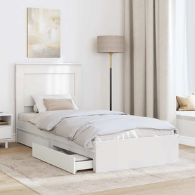 vidaXL Κρεβάτι Αποθήκης Λευκό 75 x 190 cm Επεξεργασμένο ξύλο
