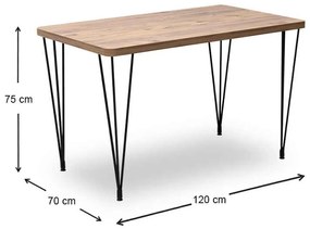 Τραπέζι Roger Megapap Mdf - μεταλλικό χρώμα ακακίας 120x70x75εκ.