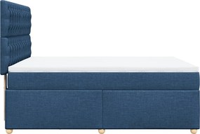 vidaXL Κρεβάτι Boxspring με Στρώμα Μπλε 140x200 εκ. Υφασμάτινο