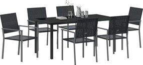 vidaXL Σέτ φαγητού για κήπο 7 pcs Μαύρο Ράτα PE