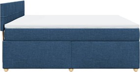 vidaXL Κρεβάτι Boxspring με Στρώμα Μπλε 180x200 εκ. Υφασμάτινο