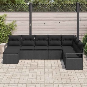 vidaXL Σετ Καναπέ Κήπου 8 pcs Μαύρο Πολυ ράταν