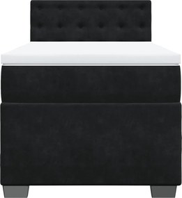 vidaXL Κρεβάτι Boxspring με Στρώμα Μαύρο 80 x 200 εκ. Βελούδινο