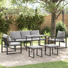 vidaXL Σετ Καναπέ Κήπου 6 pcs Μαύρο 61 x 72.5 x 71 εκ Ατσάλι