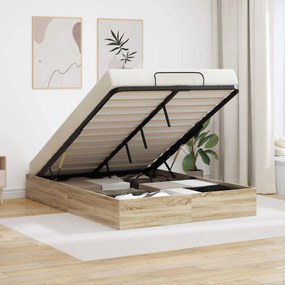 vidaXL Κρεβάτι Οθωμανικού Τύπου Δρύς Sonoma 203 x 120 x 25 εκ