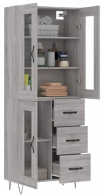 vidaXL Ντουλάπι Γκρι Sonoma 69,5 x 34 x 180 εκ. Επεξεργασμένο Ξύλο
