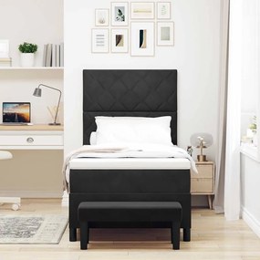 vidaXL Κρεβάτι με ελατήρια με στρώμα Μαύρο 100 x 200 cm Βελούδο