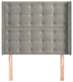 vidaXL Κεφαλάρι με Πτερύγια Ανοιχτό Γκρι 103x16x118/128 εκ. Βελούδινο