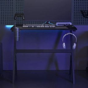 vidaXL Γραφείο Gaming με LED Μαύρο 90x60x75 εκ. με Πόδια σε Σχήμα Υ