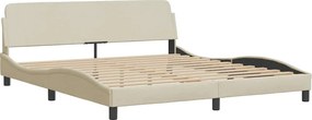 vidaXL Κρεβάτι με Στρώμα Dover Κρεμ 160x200 εκ. Υφασμάτινο