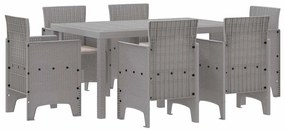 vidaXL Σέτ φαγητού για κήπο 7 pcs Ανοιχτό γκρι Rattan Polt