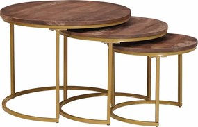 vidaXL Τραπεζάκια Καφέ Στερεών 3 pcs Μασίφ ξύλο μάνγκο και χάλυβας