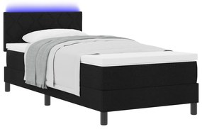vidaXL Κρεβάτι με Στήριγμα και Στρώμα & LED Μαύρο 90x190 εκ Ύφασμα