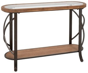 Κονσόλα Με Γυάλινη Επιφάνεια 88205 123x40x80,5cm Natural-Black