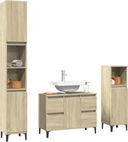 vidaXL Σετ Επίπλων Μπάνιου 3 Τεμαχίων Sonoma Δρυς Επεξεργασμένο Ξύλο