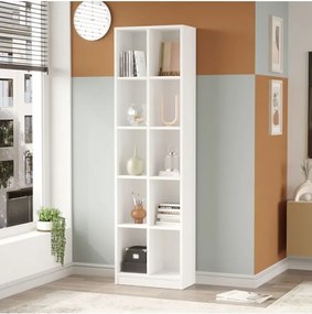 Stewehome Βιβλιοθήκη με 10 ράφια από μελαμίνη 180 cm Λευκό 51x25x180 cm