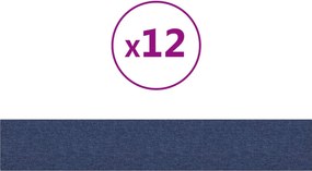 vidaXL Κεφαλάρι Τοίχου 12 pcs Μπλε 90 x 15 cm ύφασμα