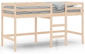 Υπερυψ. Κρεβάτι Παιδικό με Σκάλα 90 x 190 εκ. Μασίφ Ξύλο Πεύκου - Καφέ