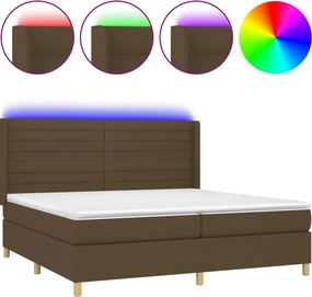 vidaXL Κρεβάτι Boxspring με Στρώμα &amp; LED Σκ.Καφέ 200x200εκ. Υφασμάτινο