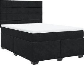 vidaXL Κρεβάτι Boxspring με Στρώμα Μαύρο 140x190 εκ. Βελούδινο