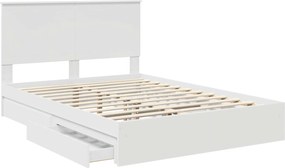 vidaXL Κρεβάτι Αποθήκης Λευκό 140 x 190 cm Επεξεργασμένο ξύλο