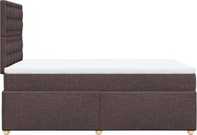 vidaXL Κρεβάτι Boxspring με Στρώμα Σκούρο Καφέ 120x190 εκ Υφασμάτινο