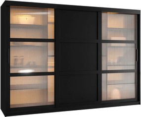 Ντουλάπα Flutes III 250 Συρόμενη-Μαύρο