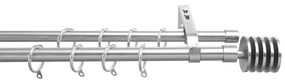 Κουρτινόξυλο Διπλό Επεκτεινόμενο 140-240cm Με Άκρα Grace Chrome 929701