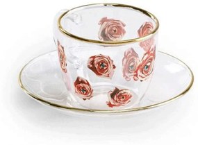 Φλυτζάνι Με Πιάτο Roses 15971 Multi Seletti Glass