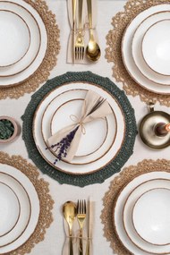 Dinner Set (24 Pieces) GBSATN24KY458KH White
Brown