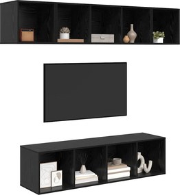 vidaXL Σετ επίπλου τηλεόρασης 4 pcs Μαύρη Οξυά Επεξεργασμένο ξύλο