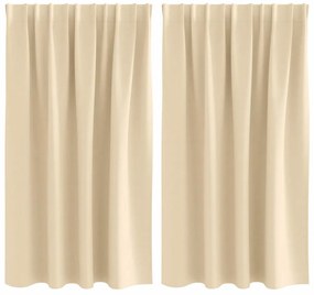 vidaXL Κουρτίνες με κουρτίνες 2 pcs Κρεμ Πολυεστέρας