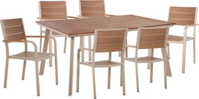 ΣΕΤ ΤΡΑΠΕΖΑΡΙΑΣ TABER HM10737.04 ΤΡΑΠΕΖΙ &amp; 6 ΠΟΛΥΘΡΟΝΕΣ-ΑΛΟΥΜΙΝΙΟ &amp; POLYWOOD-ΣΑΜΠΑΝΙ