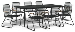 vidaXL Σετ Τραπεζαρίας Κήπου 9 Τεμαχίων Μαύρο από Ρατάν PVC
