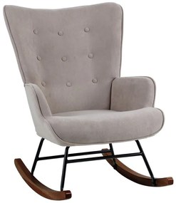 WOODWELL Ε7143,2ΚALMA Rocking Πολυθρόνα Μπερζέρα Καθιστικού, Ύφασμα Velure Καφέ, Βάση Μαύρο-Καρυδί 67x86x92cm Ε7143,2Κ
