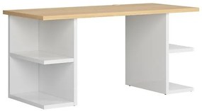 Τραπέζι γραφείου Boston BM114, 76x160x71cm, 31 kg, Δρυς, Γυαλιστερό λευκό | Epipla1.gr